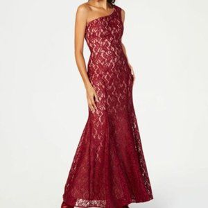 Nightway Lace Overlay Glitter Dress